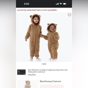 Pottery Barn toddler bear costume- 2T - Brand new with tags